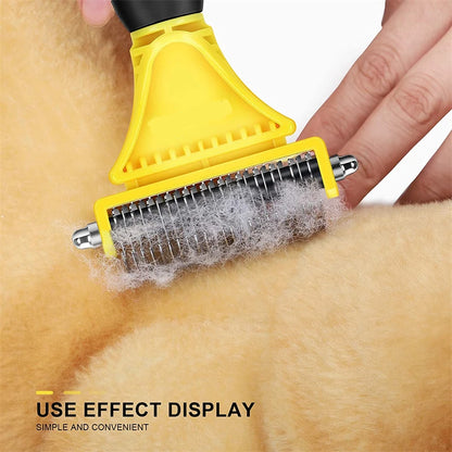 Pets Stainless Steel Grooming Brush Two-Sided Shedding and Dematting Undercoat Rake Comb for Dog Cat Remove Knots Tangles Easily - Gangsterdog