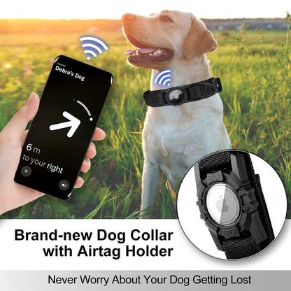 AirTag Dog Collar with Handle, Tactical Dog Collar for Large Medium Dogs, Military Dog with Metal Buckle for Large Dogs - Gangsterdog